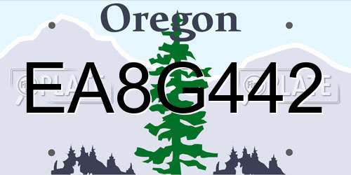 EA8G442 Oregon License Plate