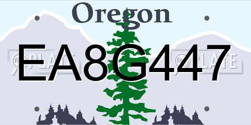 EA8G447 Oregon License Plate
