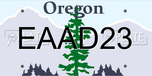 EAAD23 Oregon License Plate