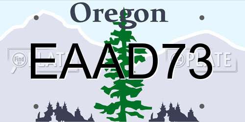 EAAD73 Oregon License Plate