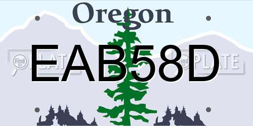 EAB58D Oregon License Plate