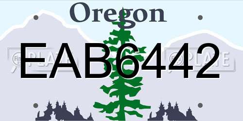 EAB6442 Oregon License Plate