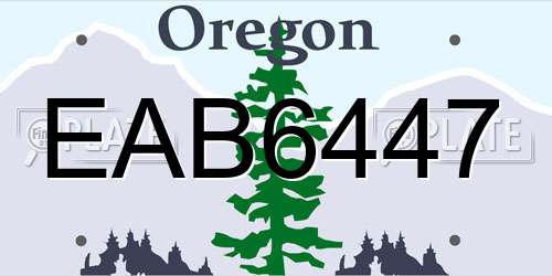 EAB6447 Oregon License Plate