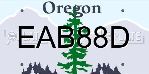 EAB88D Oregon License Plate