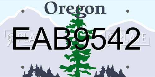 EAB9542 Oregon License Plate