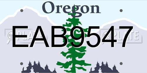 EAB9547 Oregon License Plate