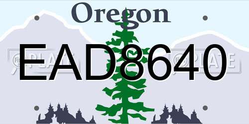 EAD8640 Oregon License Plate