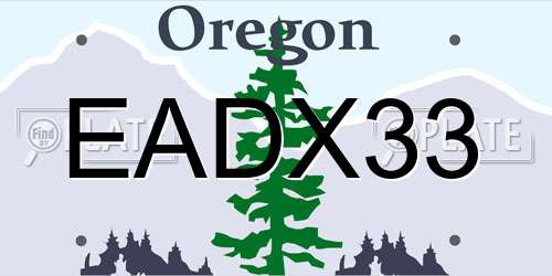 EADX33 Oregon License Plate