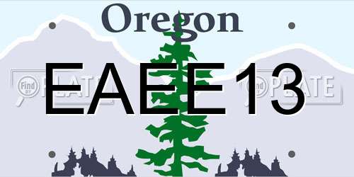EAEE13 Oregon License Plate