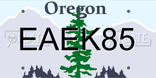 EAEK85 Oregon License Plate