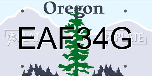 EAF34G Oregon License Plate