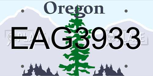 EAG3933 Oregon License Plate