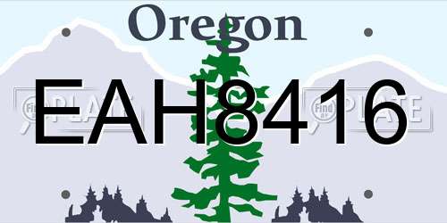 EAH8416 Oregon License Plate