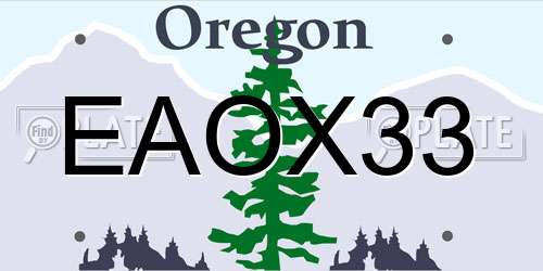 EAOX33 Oregon License Plate