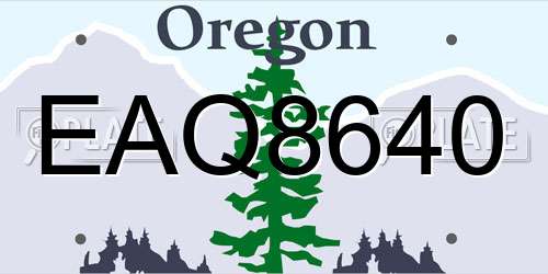 EAQ8640 Oregon License Plate