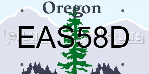 EAS58D Oregon License Plate
