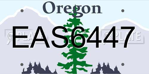 EAS6447 Oregon License Plate