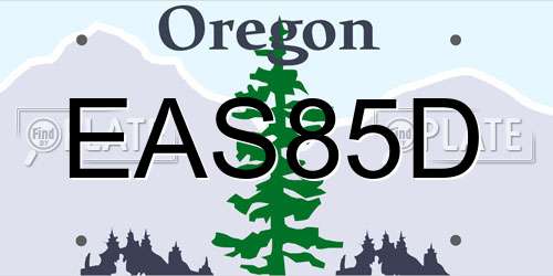 EAS85D Oregon License Plate