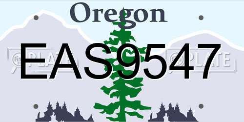 EAS9547 Oregon License Plate