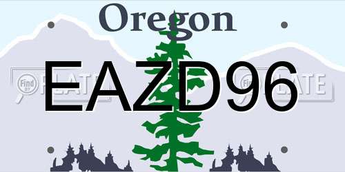 EAZD96 Oregon License Plate