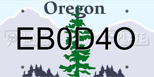 EB0D4O Oregon License Plate