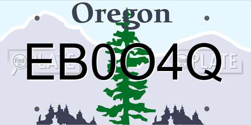 EB0O4Q Oregon License Plate