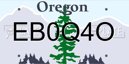 EB0Q4O Oregon License Plate