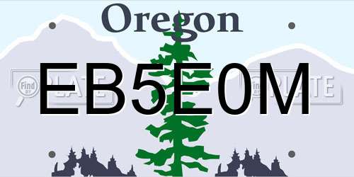 EB5E0M Oregon License Plate