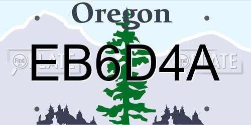EB6D4A Oregon License Plate