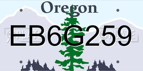 EB6G259 Oregon License Plate