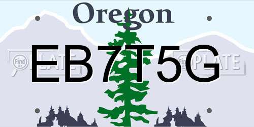 EB7T5G Oregon License Plate