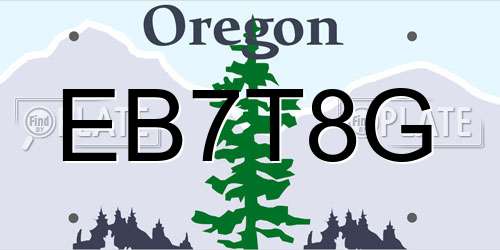EB7T8G Oregon License Plate