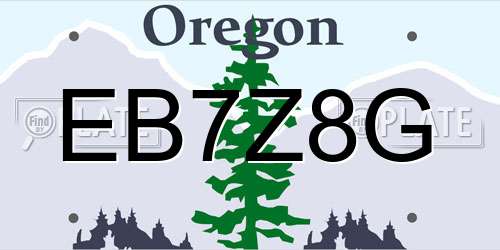EB7Z8G Oregon License Plate
