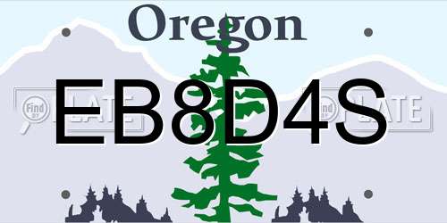 EB8D4S Oregon License Plate