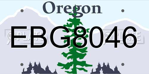 EBG8046 Oregon License Plate