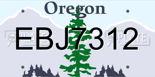 EBJ7312 Oregon License Plate