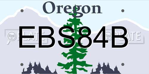 EBS84B Oregon License Plate