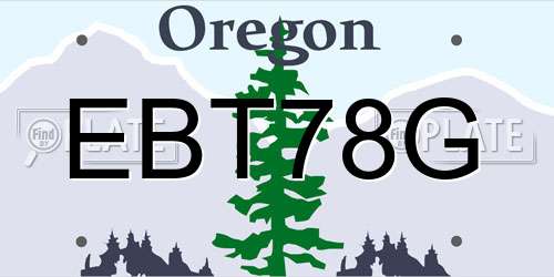 EBT78G Oregon License Plate