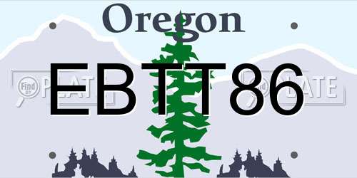 EBTT86 Oregon License Plate