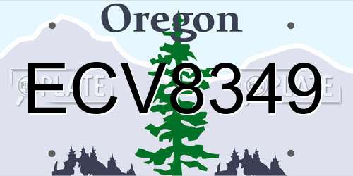 ECV8349 Oregon License Plate