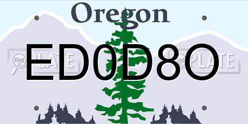 ED0D8O Oregon License Plate