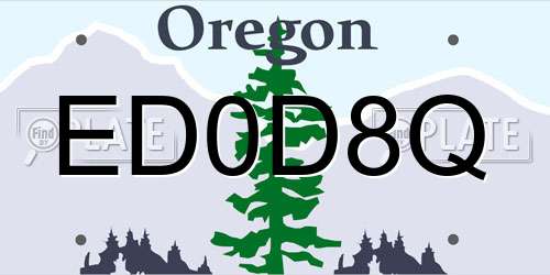 ED0D8Q Oregon License Plate