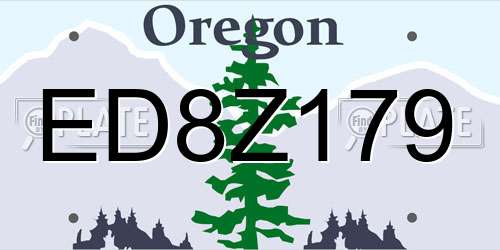 ED8Z179 Oregon License Plate