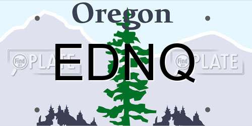 EDNQ Oregon License Plate