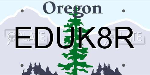 EDUK8R Oregon License Plate