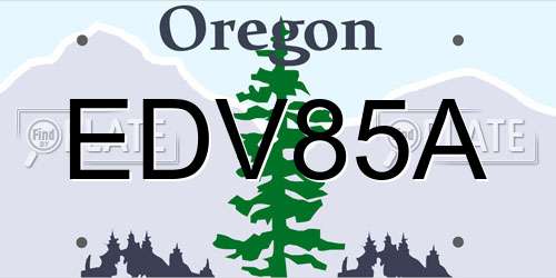 EDV85A Oregon License Plate