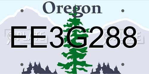 EE3G288 Oregon License Plate