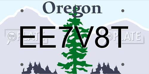 EE7V8T Oregon License Plate