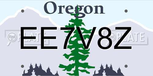 EE7V8Z Oregon License Plate