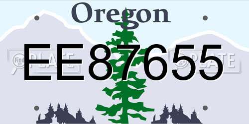 EE87655 Oregon License Plate